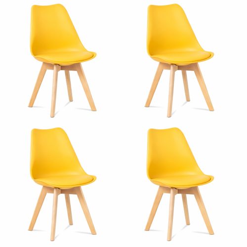 4 Db. Monza Mondern Jedálenská stolička Textilný kožený vankúš na sedenie Bukové nohy