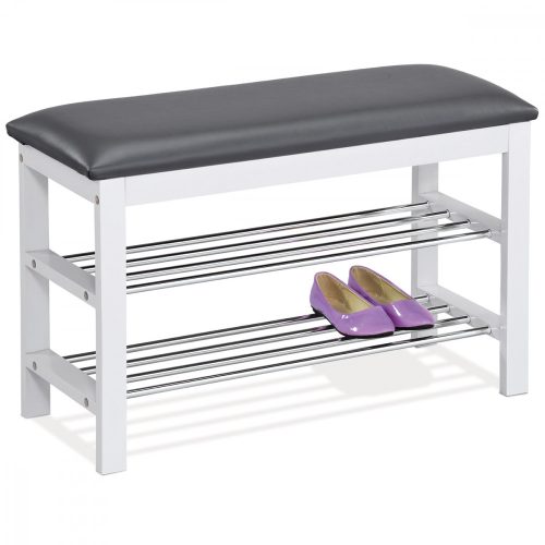 83168-06 Modern Shoe Storage Shelf and Stool in White. Load capacity 90 kg.