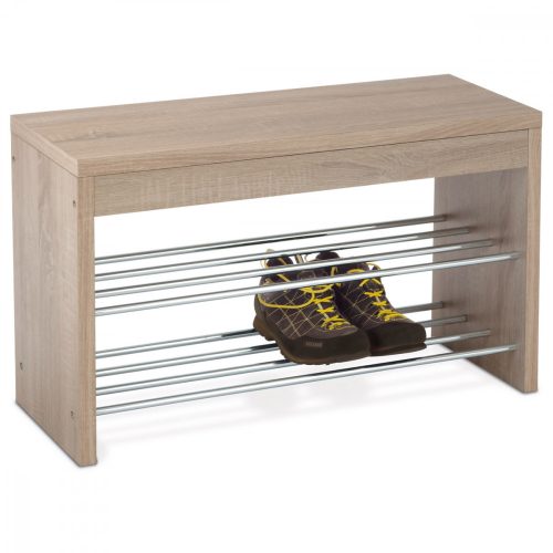 83168-10 Shoe storage bench. With chrome shelves, 3D sonoma oak decoration