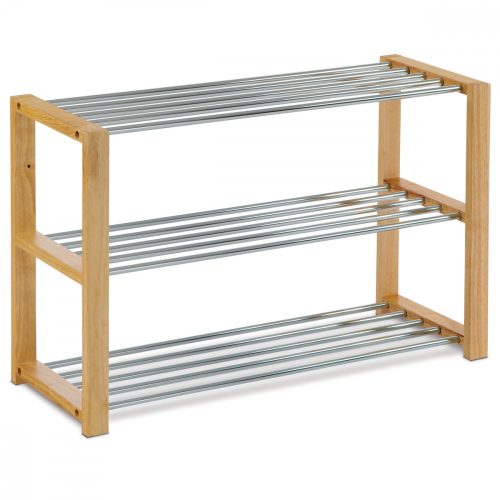 83168-12 Modern shoe storage with chrome shelves in natural wood