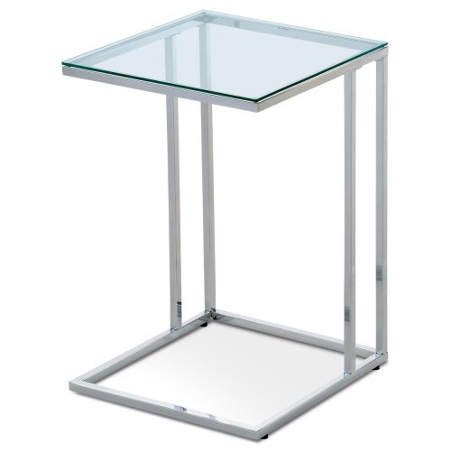 Elegant Coffee Table / Console Table in Modern Glass and Chrome Combination. Size: 40x40x60 cm. Tempered Glass Table Top, Chrome-plated Metal Leg 84056-06 