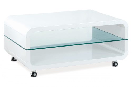 Modern Dohányzóasztal Magasfényű Fehér Színben 90x60x40 cm. Ahg-611 