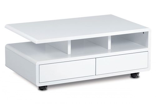 Ahg-620 Magasfényű Fehér Dohányzóasztal 2 Fiókkal. 100x60x41 cm.