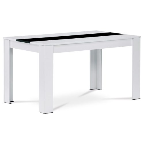 Modern Fehér Étkezőasztal Fekete Dekocsíkkal. Méret: 138x80x75 cm.