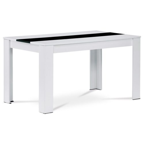 Modern White Dining Table with Black Decorative Stripes. Size: 138x80x75 cm.