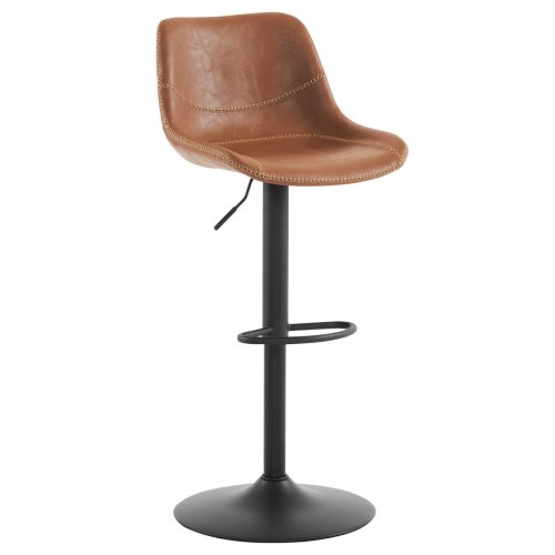 Telescopic Barstool with Brown Leatherette Seat, Comfortable for Home Use AUB-714