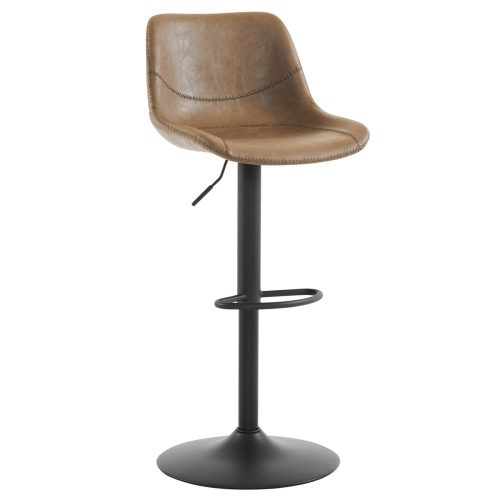 Telescopic Barstool with Light Brown Leatherette Seat, Comfortable for Home Use AUB-714