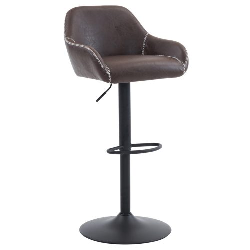 Telescopic Barstool with Leather Effect Brown Fabric Seat, Comfortable for Home Use AUB-716