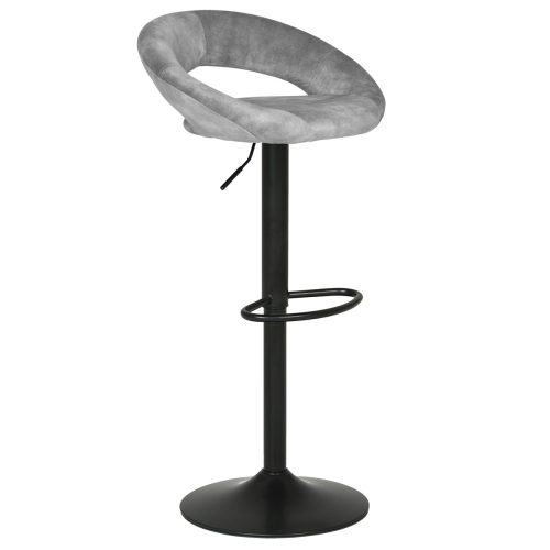 Velvet Upholstered Telescopic Bar Stool Grey AUB-822