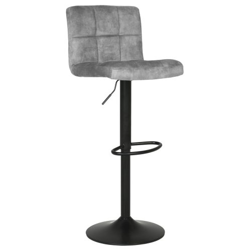 Adjustable Height Barstool with Grey Velvet Upholstery. AUB-827