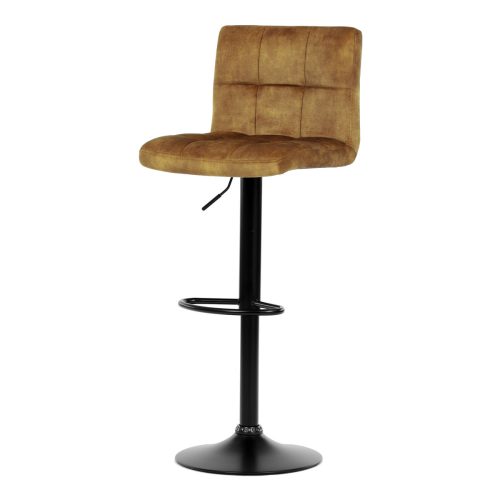 Adjustable Height Barstool with Yellow Velvet Upholstery. AUB-827