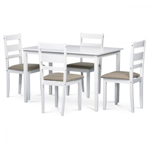Modern 4 Személyes Étkezőgarnitúra Matt Fehér Színben. Asztal méret: 120x75x75 cm. AUT-6070 