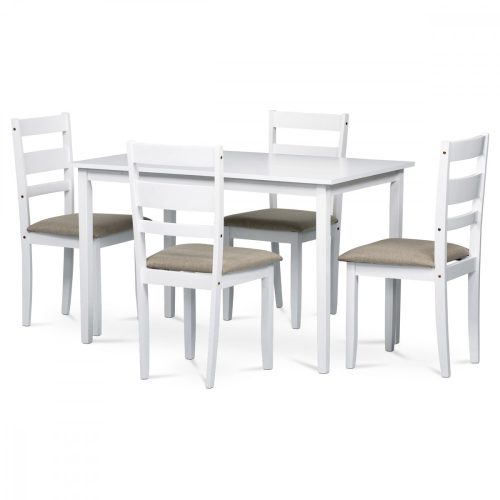 Set de masă modern pentru 4 persoane în alb mat. Dimensiunea mesei: 120x75x75 cm. AUT-6070 