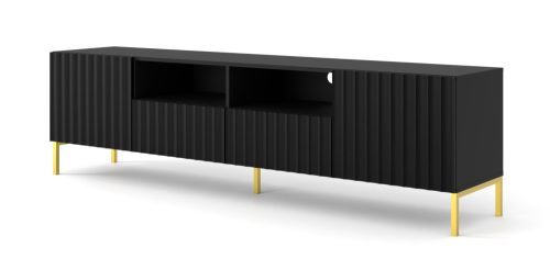 TV STAND 200CM, MATT BLACK, WAVE 2D2S