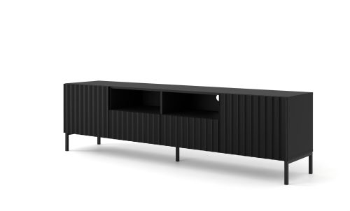 TV STAND 200CM, MATT BLACK COLOUR, MATT BLACK LEGS, WAVE 2D2S