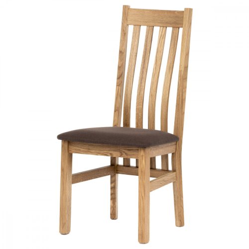  Solid Oak Dining Chair with Brown Fabric Seat Cushion C-2100