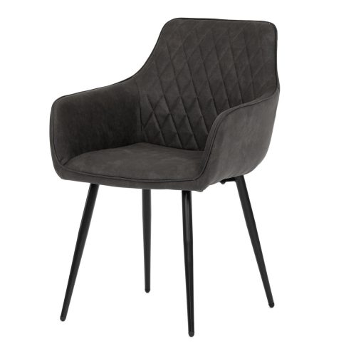 Modern Chequered Dining Chair Black Fabric Upholstery DCH-225