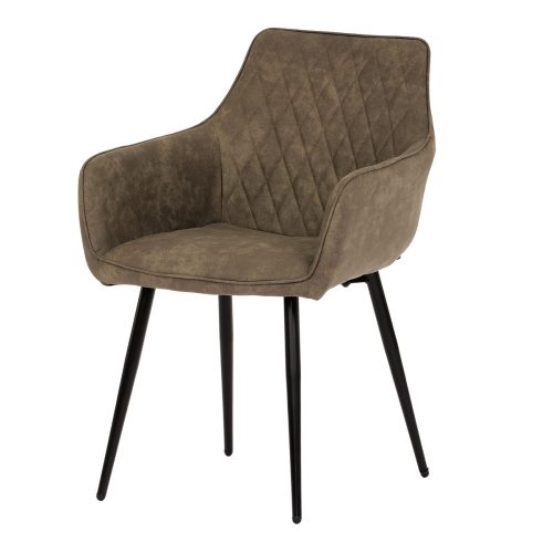 Modern Checkered Dining Chair Vintage Brown Fabric Upholstery DCH-225