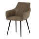 Modern Checkered Dining Chair Vintage Brown Fabric Upholstery DCH-225