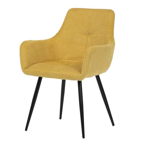 Modern Checkered Dining Chair Yellow Fabric with Carpet. DCH-226