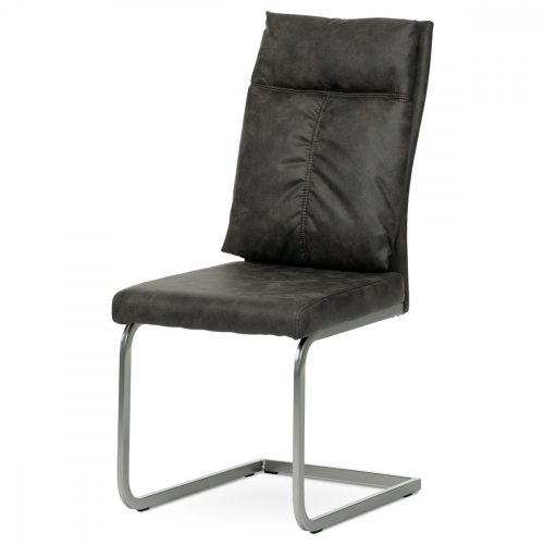 Modern Sledback Dining Chair Vintage Grey Leather Effect Upholstery DCH-459 