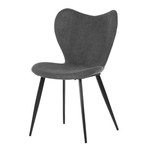 Modern Fabric Dining Chair in Grey Color with Black Metal Legs. DCL-1031