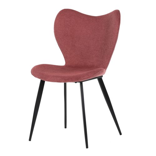 Modern Fabric Dining Chair in Red Shade with Black Metal Legs. DCL-1031