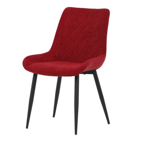 Red fabric dining chair with elegant rhombus pattern. DCL-218