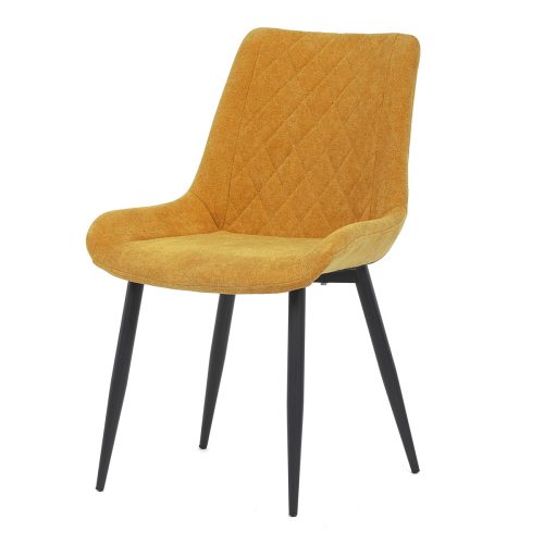 Yellow Fabric Dining Chair with Elegant Rombus Pattern. DCL-218