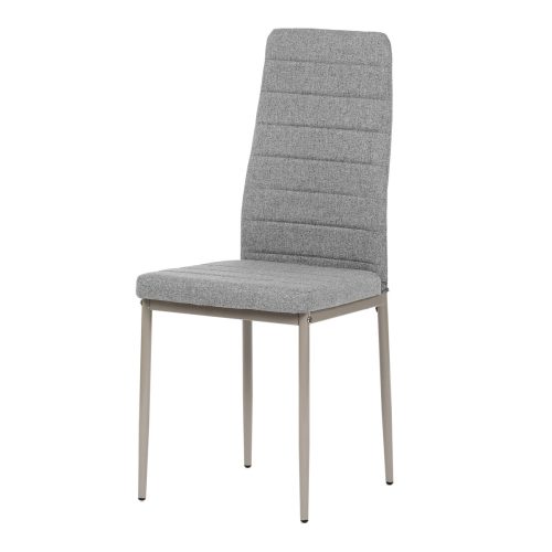 Light grey fabric dining chair with metal legs. DCL-375