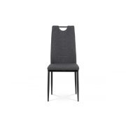 Jídelní židle, potah šedá látka, kovová čtyřnohá podnož, antracitový matný lak