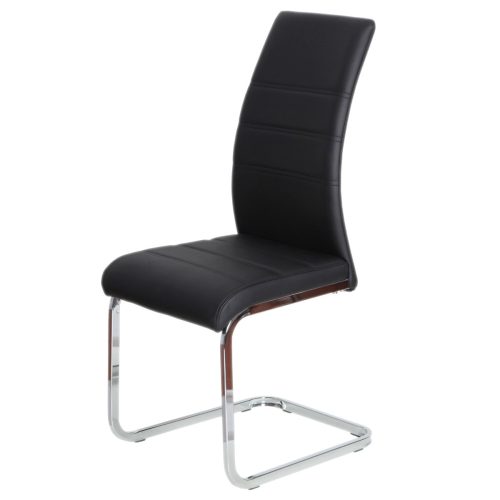 Modern Dining Chair with Sled Base in Black Color. With faux leather upholstery, shiny chrome legs DCL-408 