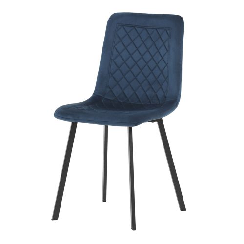 Velvet dining chair in Blue with rhombus pattern. DCL-973