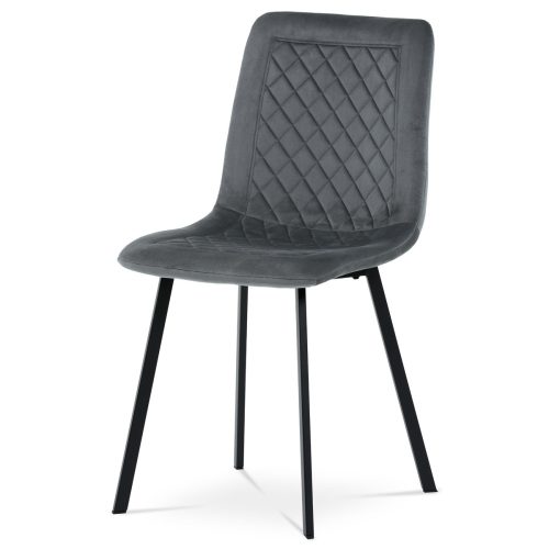 Velvet dining chair in Grey with rhombus pattern. DCL-973