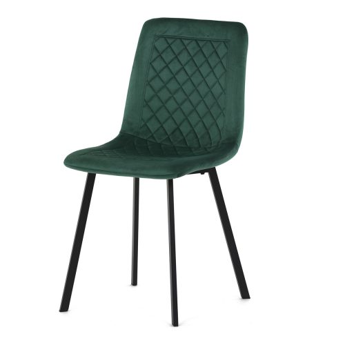 Velvet dining chair in Green with rhombus pattern. DCL-973