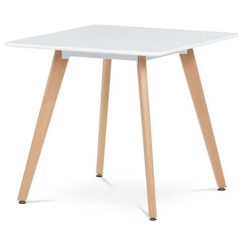 Dining table 80x80x74 cm, MDF, white matt lacquer, solid beech legs. DT-312