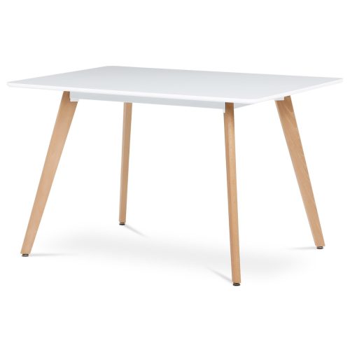 Dining table 120x80x74 cm, MDF, white matt lacquer, solid beech legs. DT-313