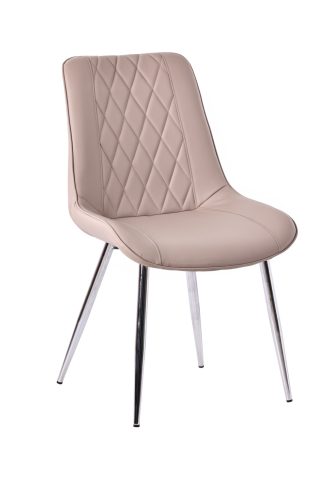 Elegantná jedálenská stolička v latte farbe s čalúnením z ekokože