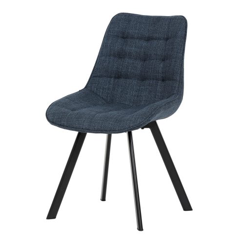 Blue fabric upholstered dining chair with metal legs. HC-465