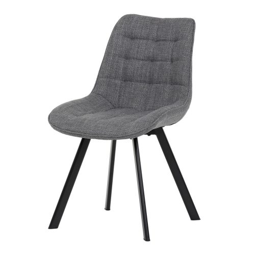 Grey fabric upholstered dining chair with metal legs. HC-465