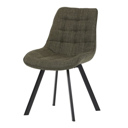 Green fabric upholstered dining chair with metal legs. HC-465