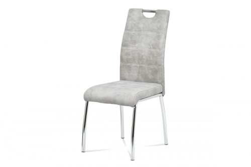 Modern dining chair in vintage silver grey with chrome legs HC-486