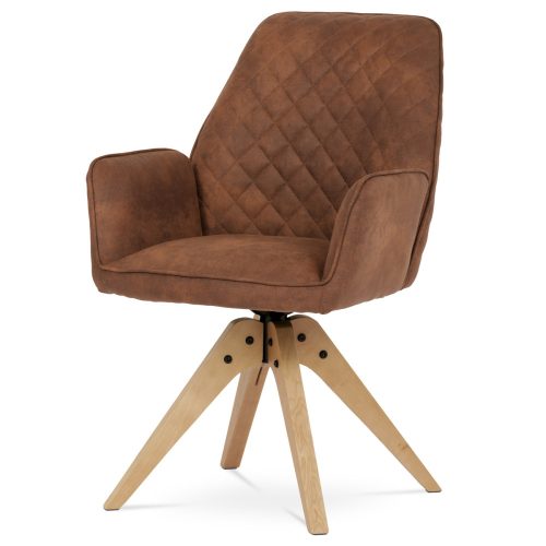 Modern Swivel Dining Chair Brown with Oak Legs, Fabric Upholstery HC-539 