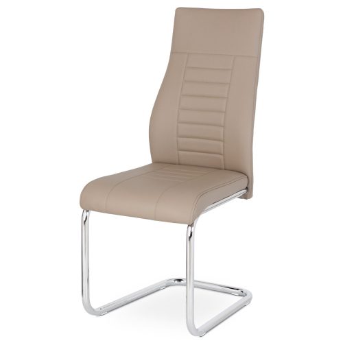 Sled-back dining chair in Cappuccino colour with faux leather upholstery. HC-955