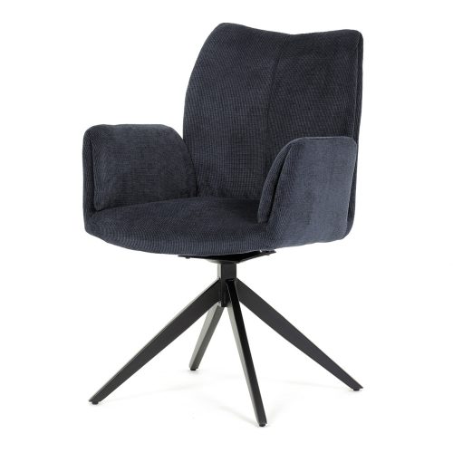 Swivel dining chair in Blue-Grey fabric with upholstery, swivel mechanism 180°. HC-933