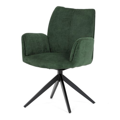 Swivel Dining Chair with Green Fabric Upholstery, 180° swivel mechanism. HC-933