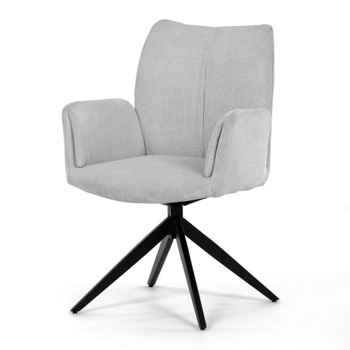 Swivel Dining Chair White fabric with upholstery, Swivel mechanism 180°. HC-933