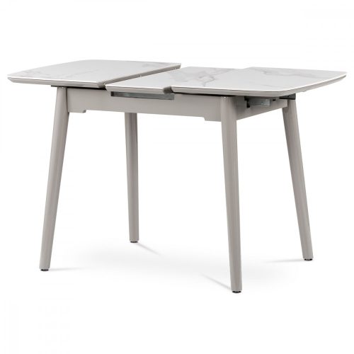 Modern Étkezőasztal Fehér Márvány Kerámia Asztallappal. 110+30x75 cm. HT-401M 