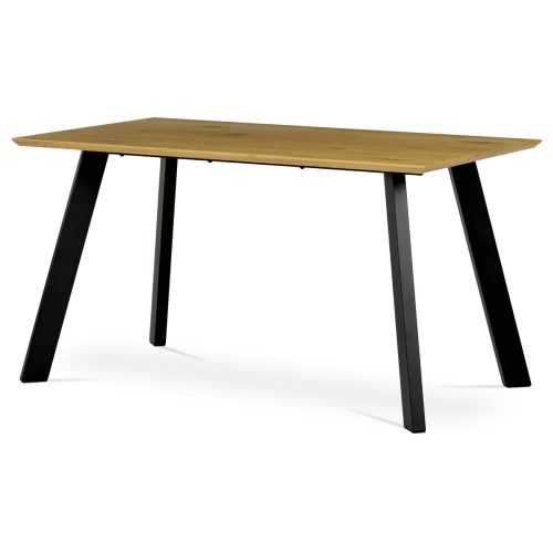 Vadtölgy Mintázatú Modern Étkezőasztal Fekete Fém Lábbal.Méret: 140x80x75cm.