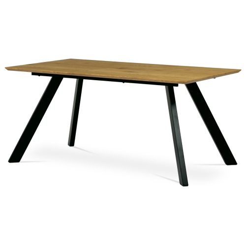 Vadtölgy Mintázatú Modern Étkezőasztal Fekete Fém Lábbal.Méret: 160x90x75 cm.